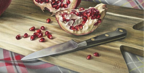 Pomegranates on an Acacia Board