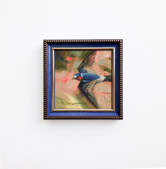Swallow bird in flight painting original in frame