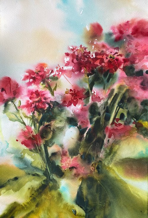 Kalanchoe 2 - floral watercolor by Anna Boginskaia