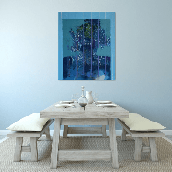 Abstract Face in blue