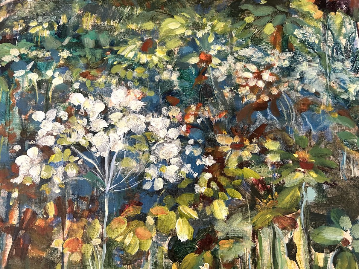 Impressionistic Botanical Acrylic Painting By Annette Wolters, 37 X 25, Abundance, Original Artwork