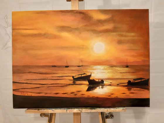 "Magic sunrise", original acrylic painting, 70x50cm