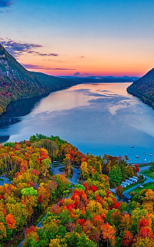 Lake Willoughby, Autumn Dawn by Francois de Melogue