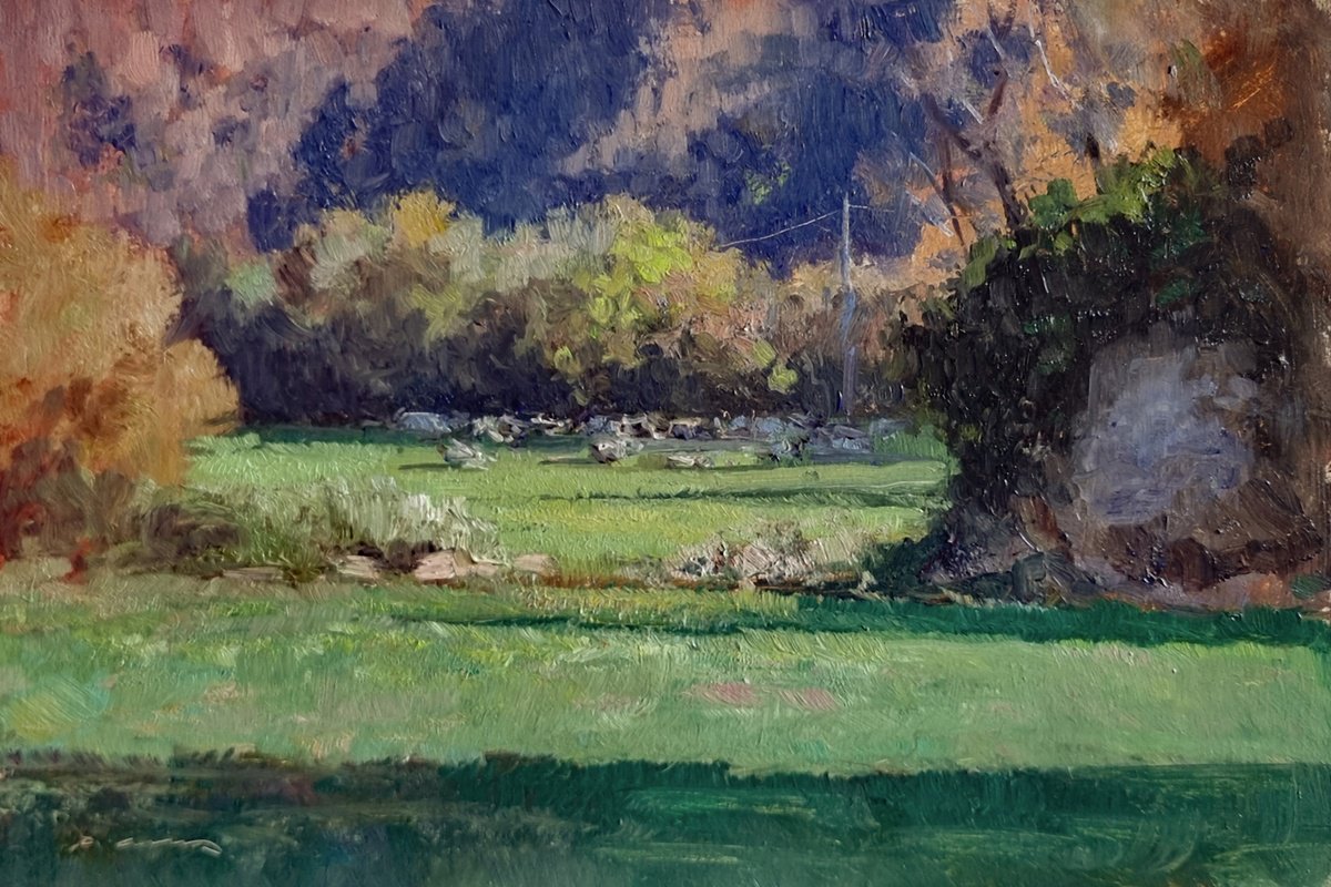 Impressionistic Landscape Oil Painting By Pascal Giroud, 12 X 8", Herd In Haute-Provence, Original Artwork