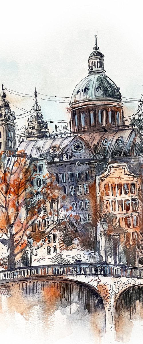 Amsterdam - Architecture Sketch Mixed Media by Sophie Rodionov