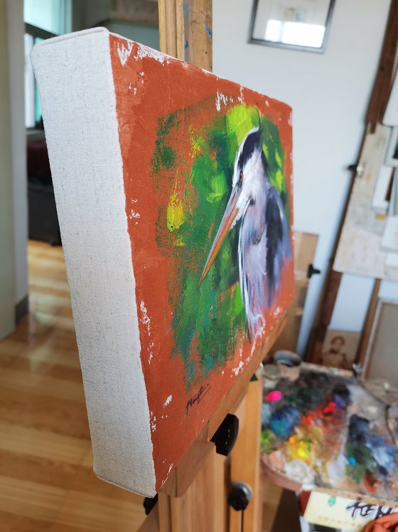 Oil painting heron