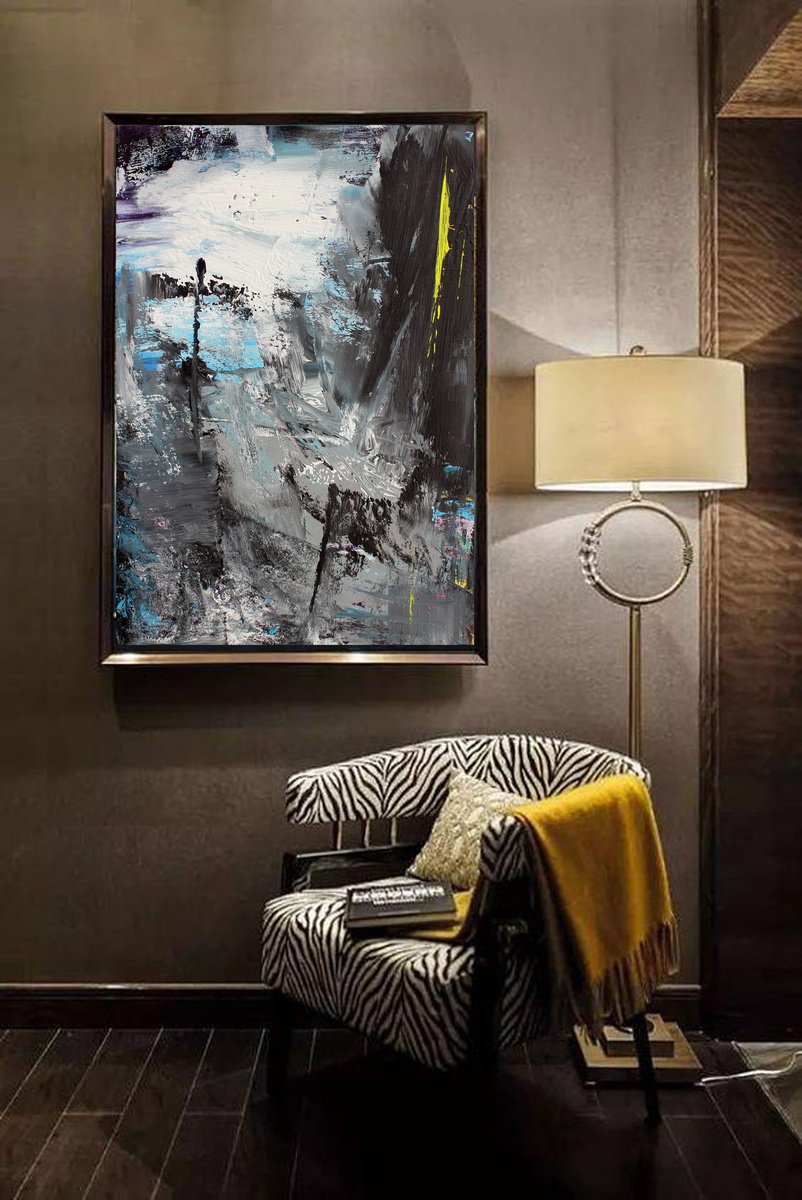 Abstract Acrylic Painting By Mir-Jan, 28 X 39", Abstract 79, Original Artwork