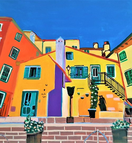 Mediterranean street / 110 x 50 x 0.1 cm by Alexandra Djokic