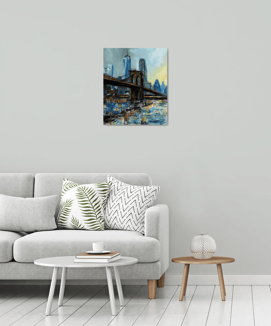 Brooklyn Bridge, view of Manhattan