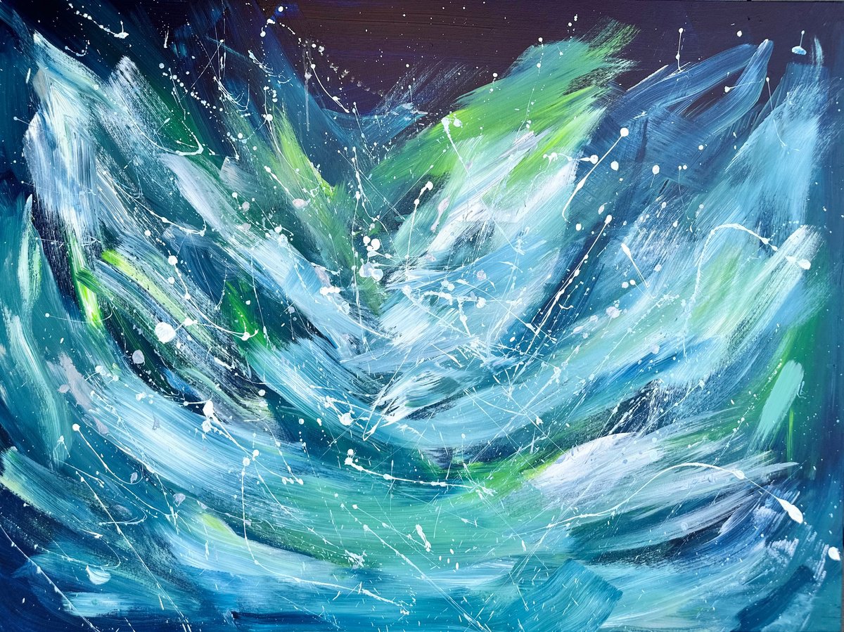 Organic Abstract Acrylic Painting By Alanah Jarvis, 48 X 36, Ocean Appreciation, Original Artwork