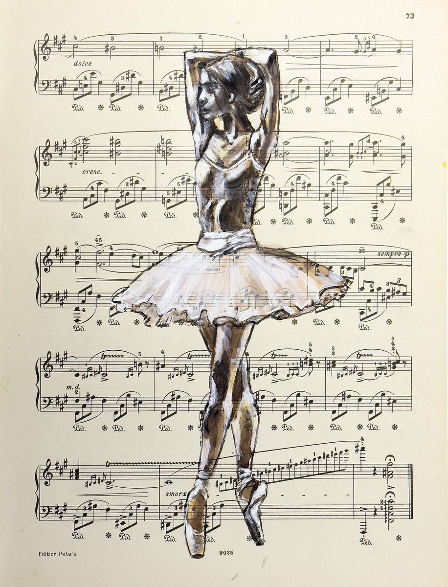 Ballerina LIV- Vintage Music Page, GIFT idea by Misty Lady - M. Nierobisz