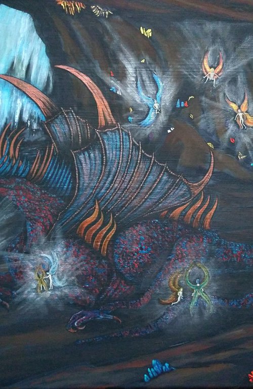 The other side of the waterfall. Original acrylic painting by Zoe Adams. by Zoe Adams