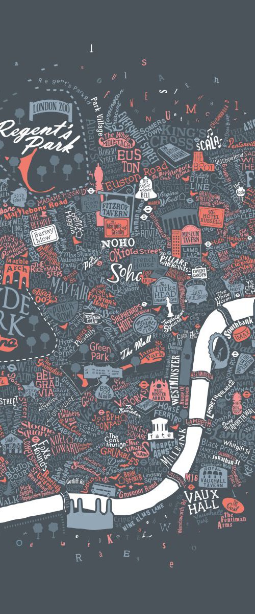 Pubs Of Literary London (Pink & Grey) by Dex