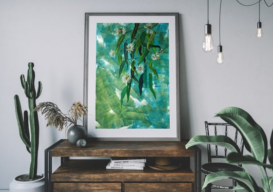 Eucalyptus on expressive background