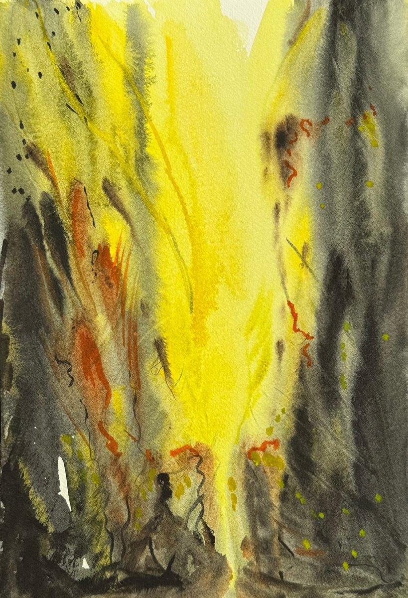 Abstract Watercolour By Tanya Bilous, 8 X 11", Ashes Of The Old, Original Artwork