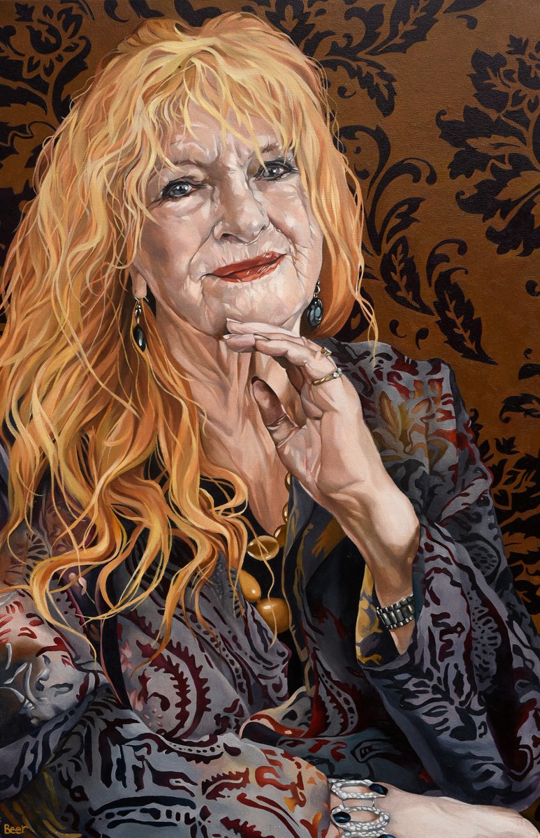 Photorealistic Portrait Oil Painting By Jo Beer, 20 X 30, Elegant Mature Glamour, Original Artwork