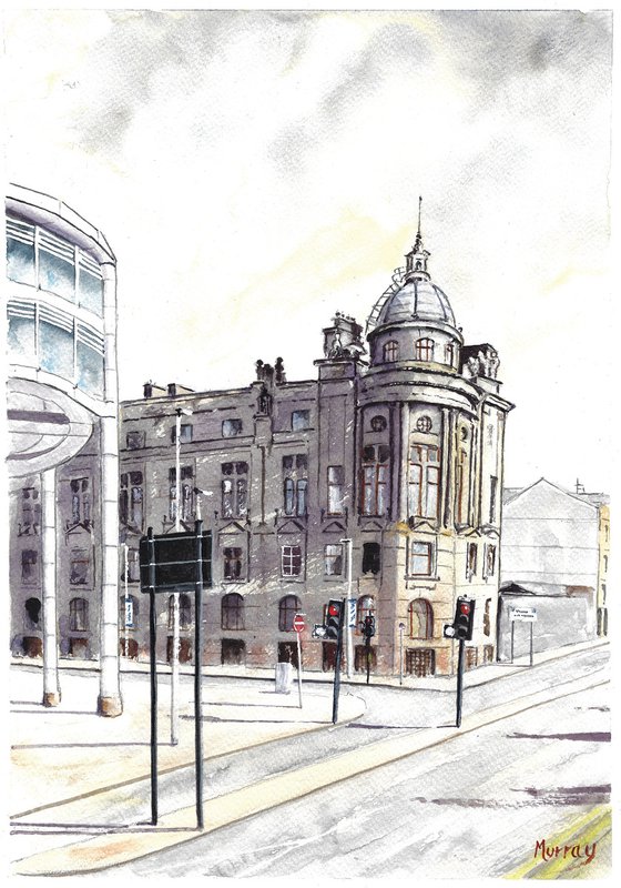 Clyde Port Authority Building Glasgow Watercolour Painting