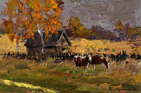 Village Cows Grazing