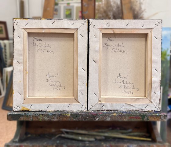 Poppies: Flame (diptych, 2 panels)