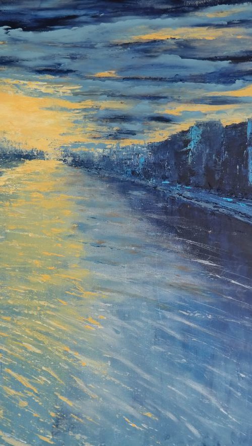 On the way to Vincent - City Sunset PALETTE KNIFE Painting by Danijela Dan