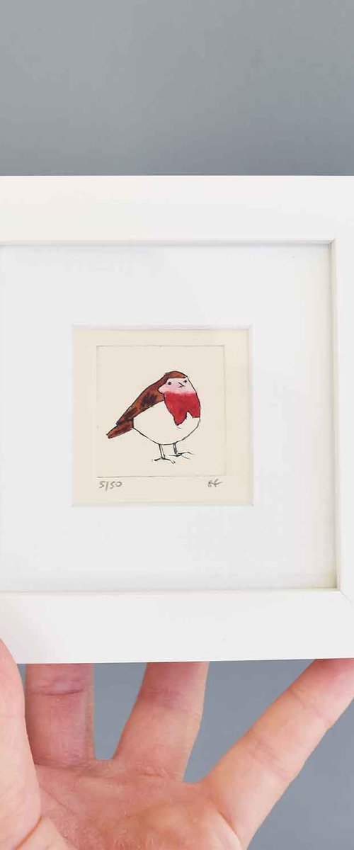 Mini framed robin by Sally Fisher