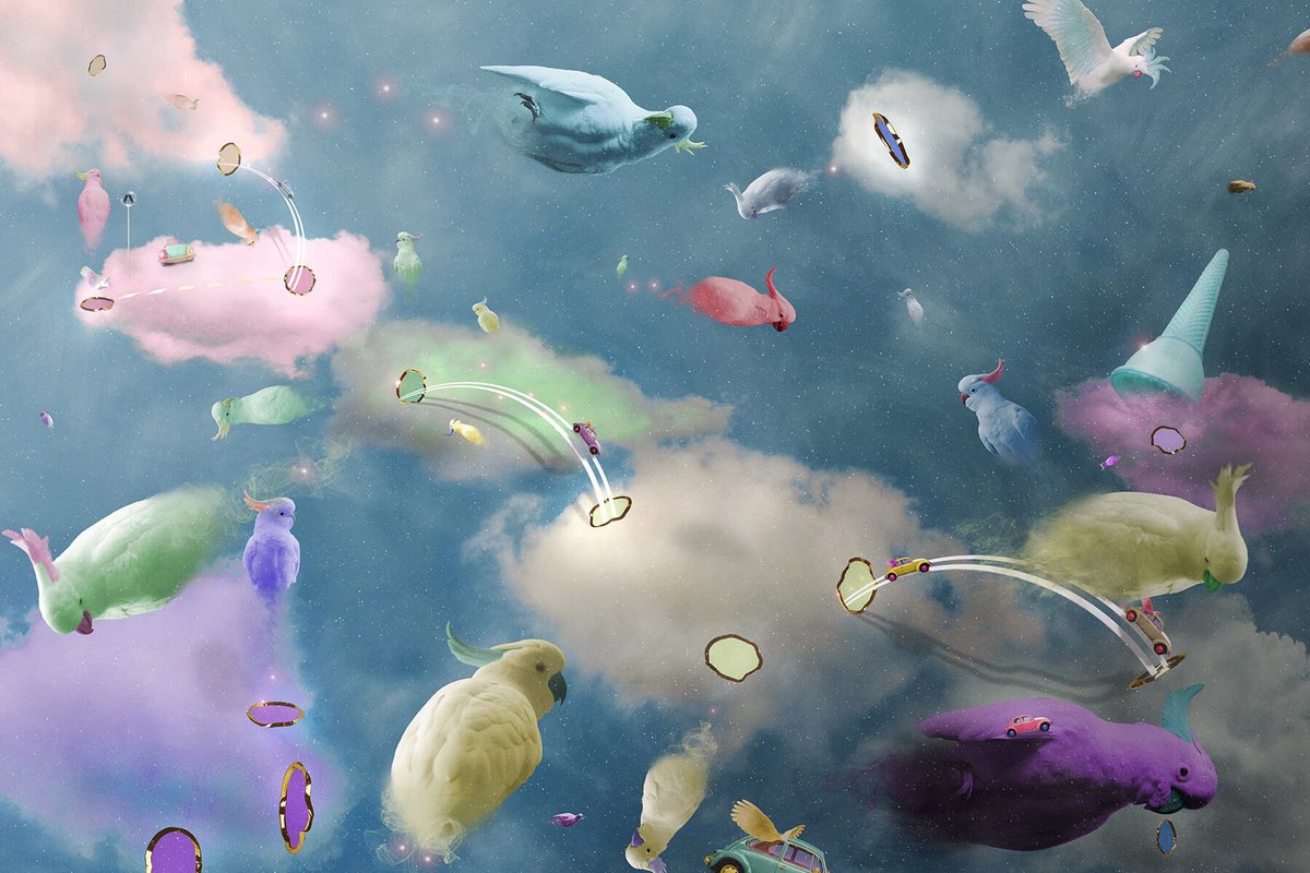 Surrealistic Landscape Print By Vanessa T Stefanova, 24 X 16", Shooting Birds, Original Artwork