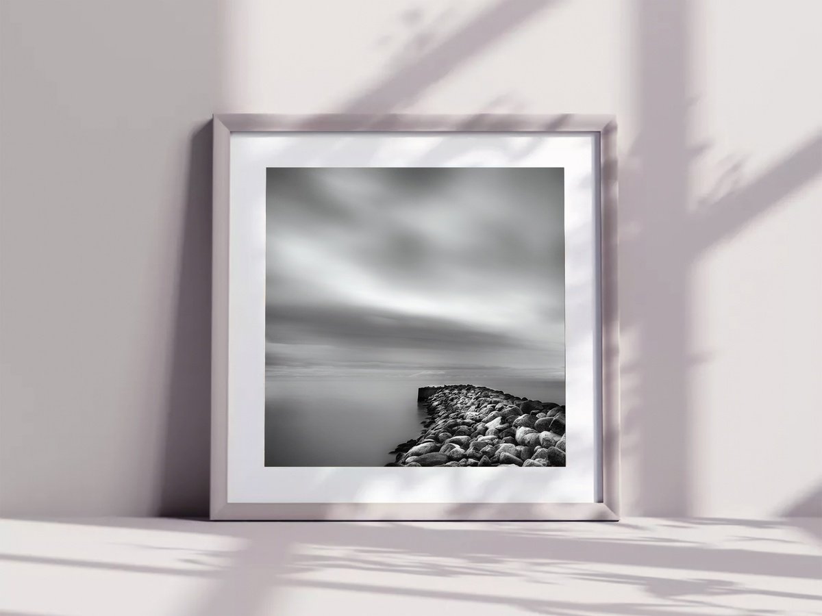 Impressionistic Landscape Photograph By Karim Carella, 12 X 12", Danish Stone Jetty (10"), Original Artwork