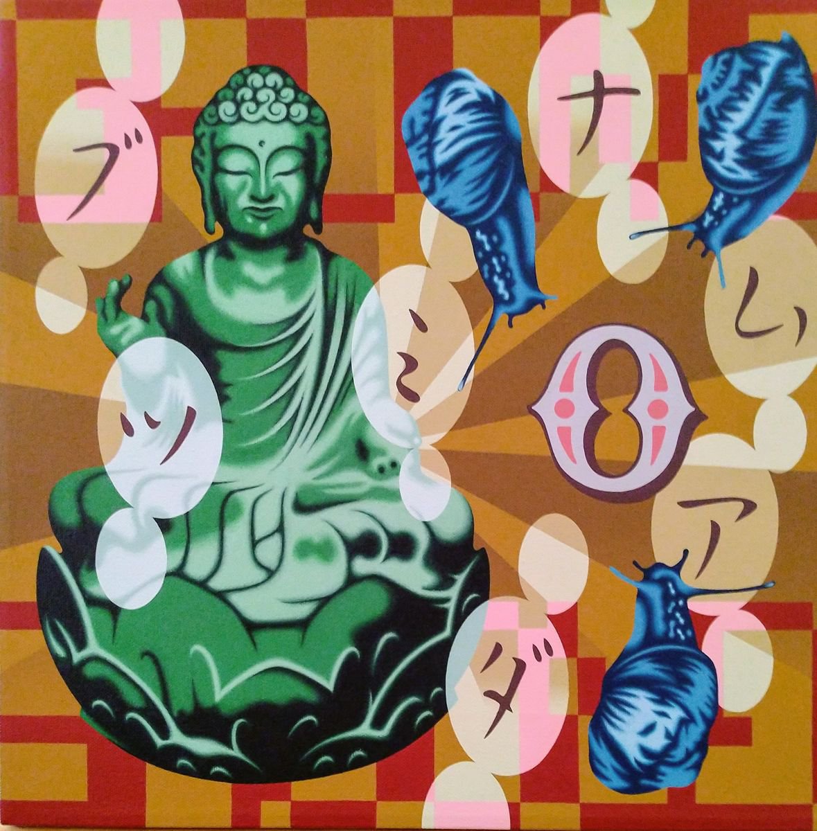 Urban And Pop Still Life Acrylic Painting By Hirotaka Suzuki, 16 X 16, #0 (Count Down Series), Original Artwork