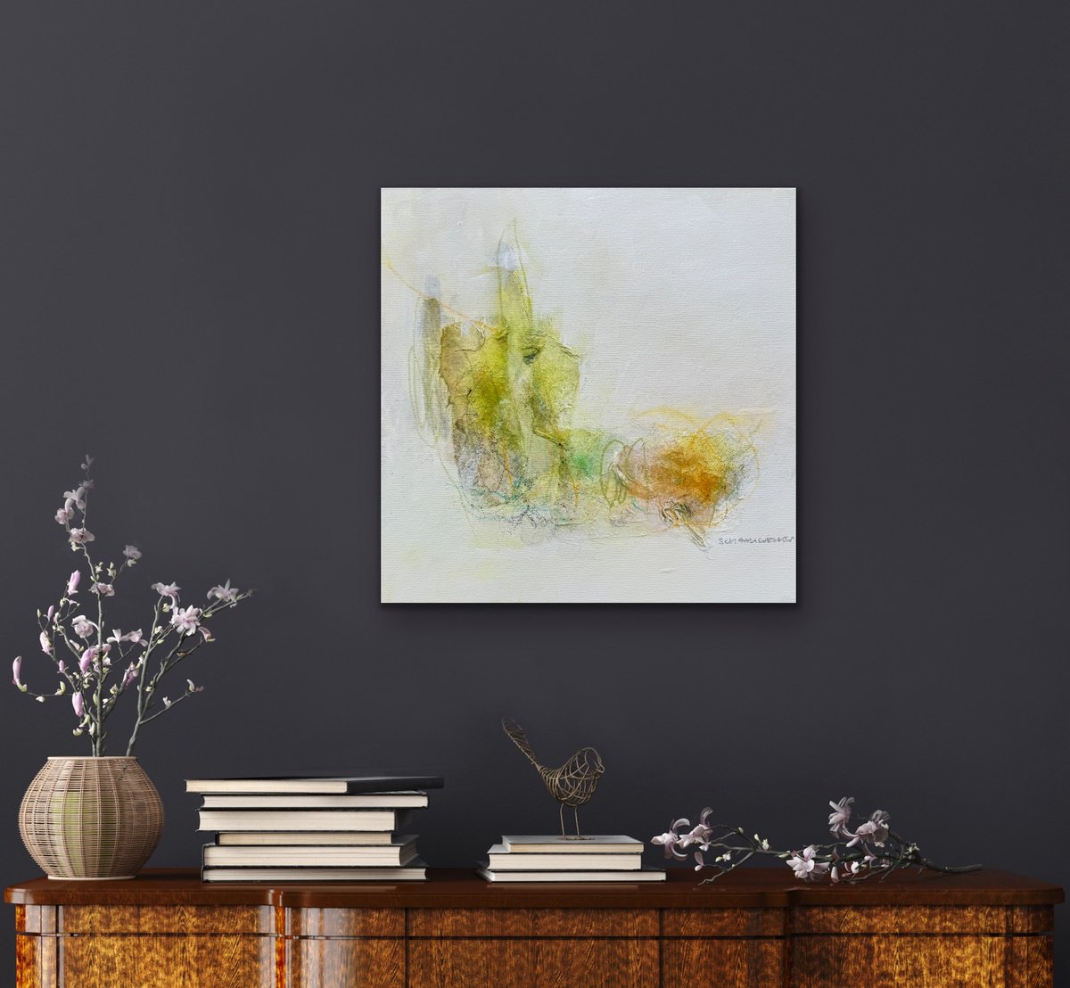 Abstract Acrylic Painting By Kirsten Schankweiler, 12 X 12", Nature