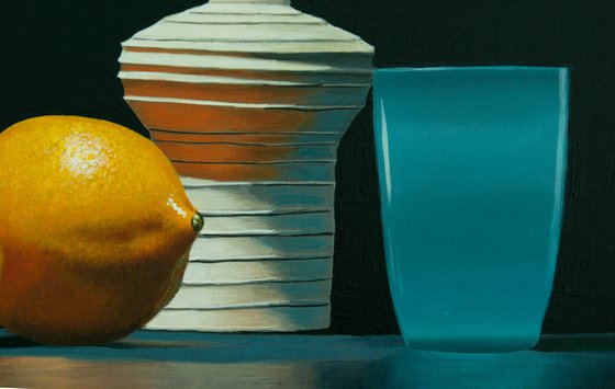 Still Life with Citrus Fruits, Vase and Glass