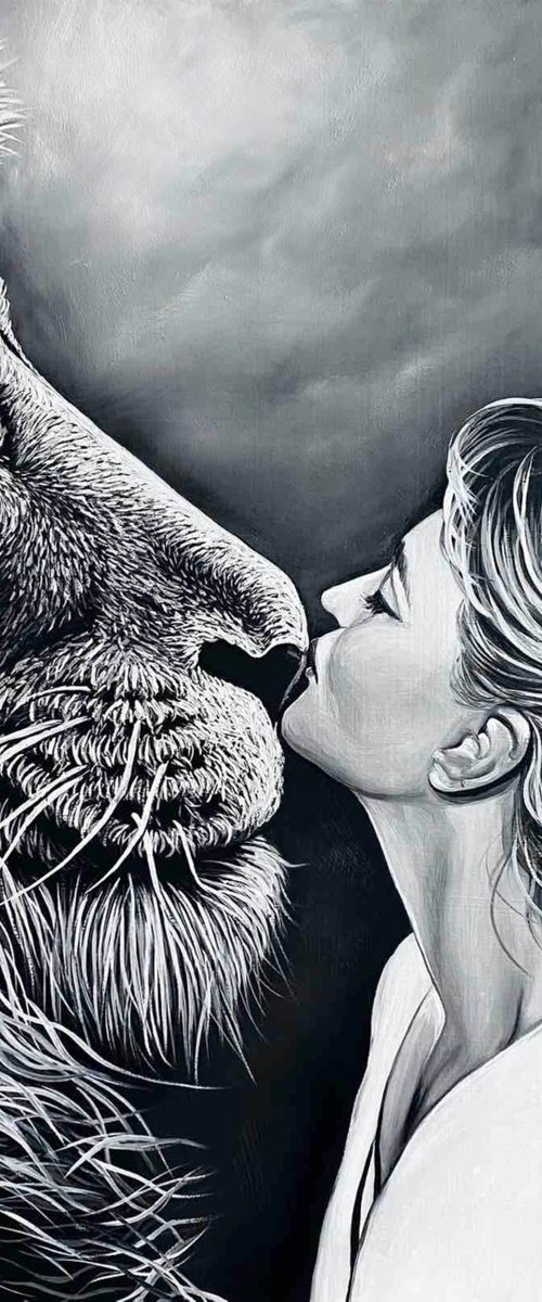 "Lady with a Lion" - COMMISSION painting by Elena Adele Dmitrenko
