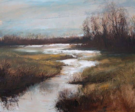 The East Marshland II (River, sunset Oil Painting)