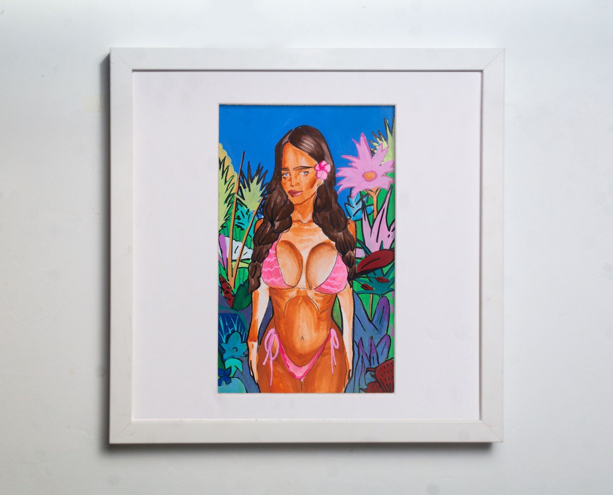 Portrait Painting By Bohdan Katolyk, 16 X 16, Flourishing Heat, Original Artwork