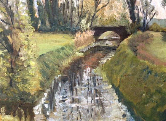 River Wantsum near Sarre Kent An original oil painting on canvas board.