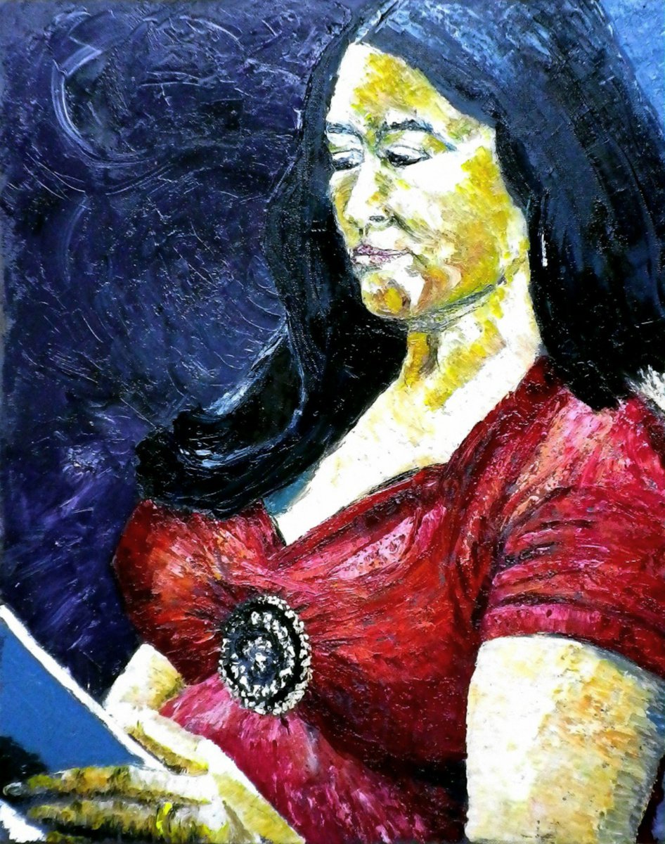 Expressive Portrait Oil Painting By Richard Meyer, 18 X 24", Portrait Of Kim, Original Artwork