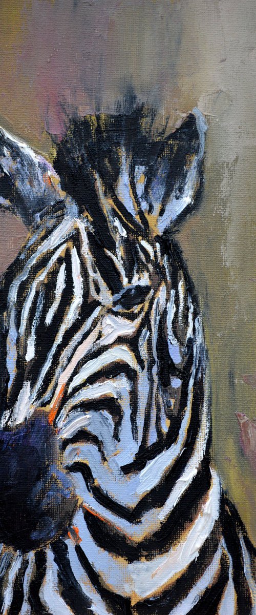 Zebra portrait by Elena Lukina