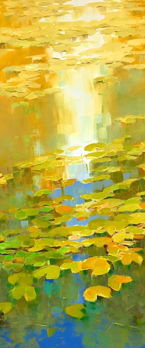 Waterlilies Pond, Large Original oil Painting, Handmade artwork, One of a Kind by Vahe Yeremyan