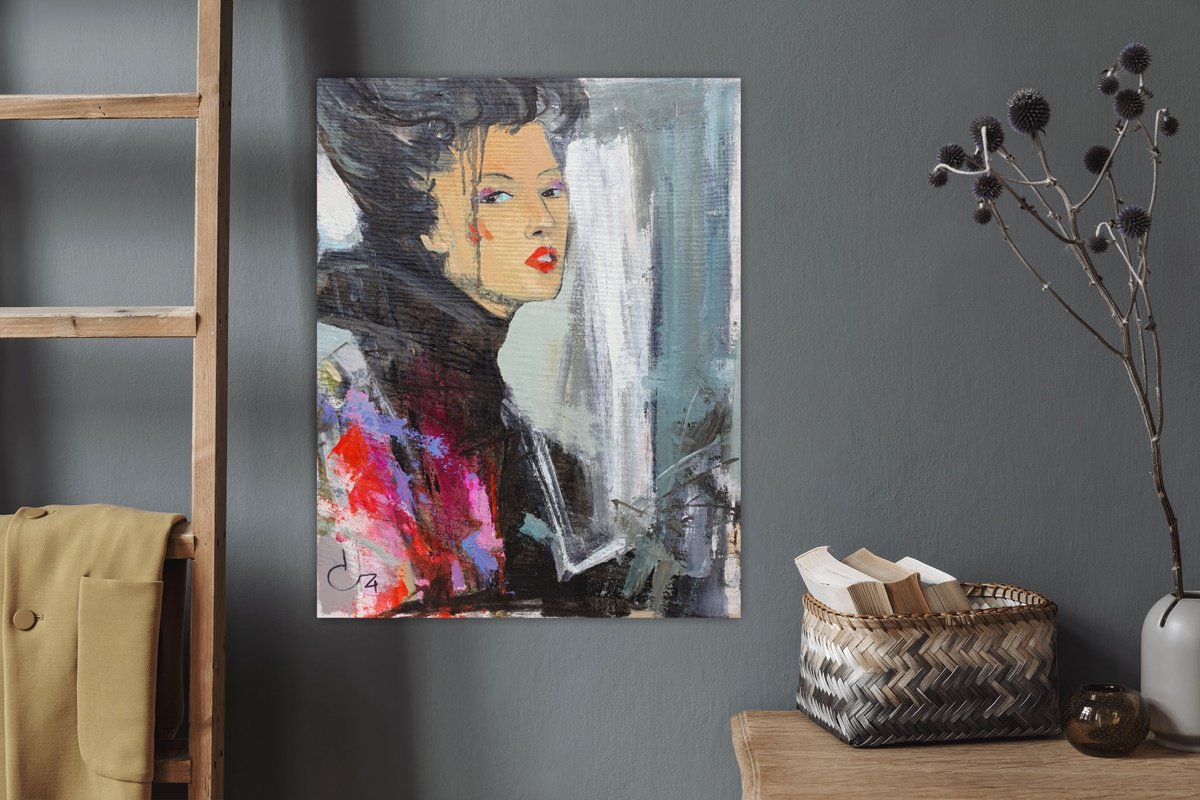 Expressive Portrait Oil Painting By Victoria Cozmolici, 16 X 20", Gloss, Original Artwork