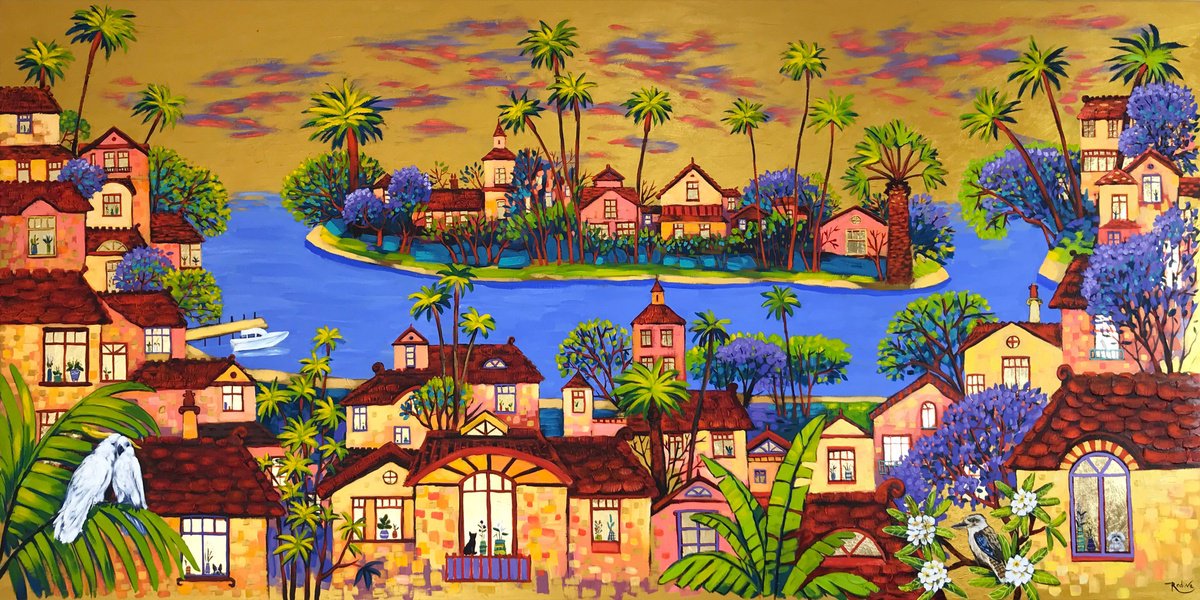 Impressionistic Landscape Acrylic Painting By Irina Redine, 72 X 36, Down Under Fairytale, Original Artwork