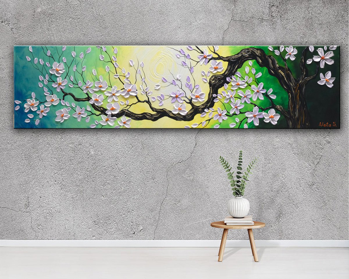 Spring Blossom - Original Blossom Sakura Painting, Impasto Flowers Art by Nataliya Stupak