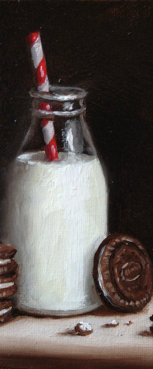 Milk and Oreo cookies framed still life by Jane Palmer Art