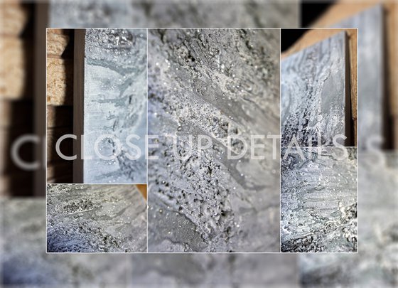 Luxury Wall Art, Original Painting, Silver Painting, Unique Sculpture Art, Relief, Contemporary Ready to Hang Rich Texture Abstract, 3d Textured Painting Gray Art Unique Artwork For Modern Decors ''Silver Moonlight'' by Julia Apostolova