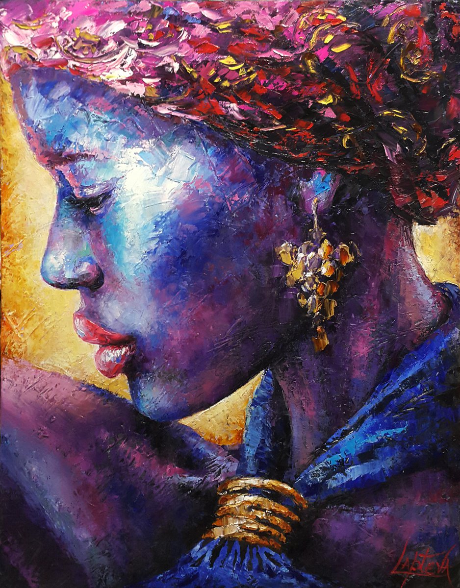 Impressionistic Portrait Oil Painting By Viktoria Lapteva, 28 X 35", Contemplation, Original Artwork