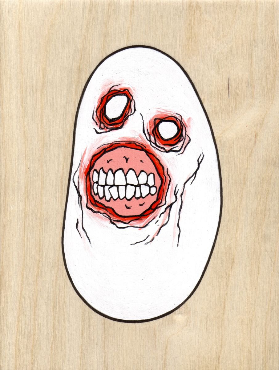 Evil Masked Zombie Pebble (WHITE) by Wayne Chisnall