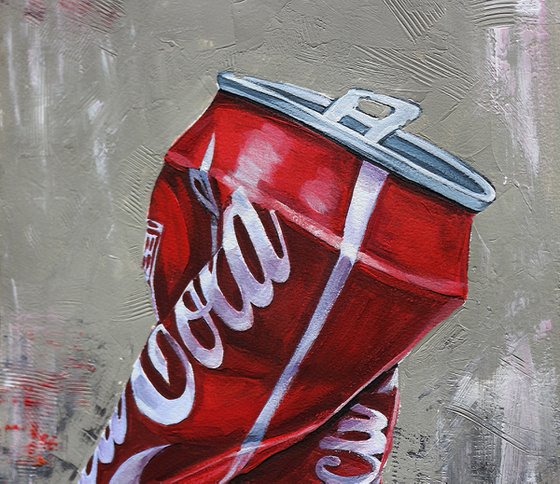 Smashed Soda Can. Coca Cola. Diet Coke. Drink.