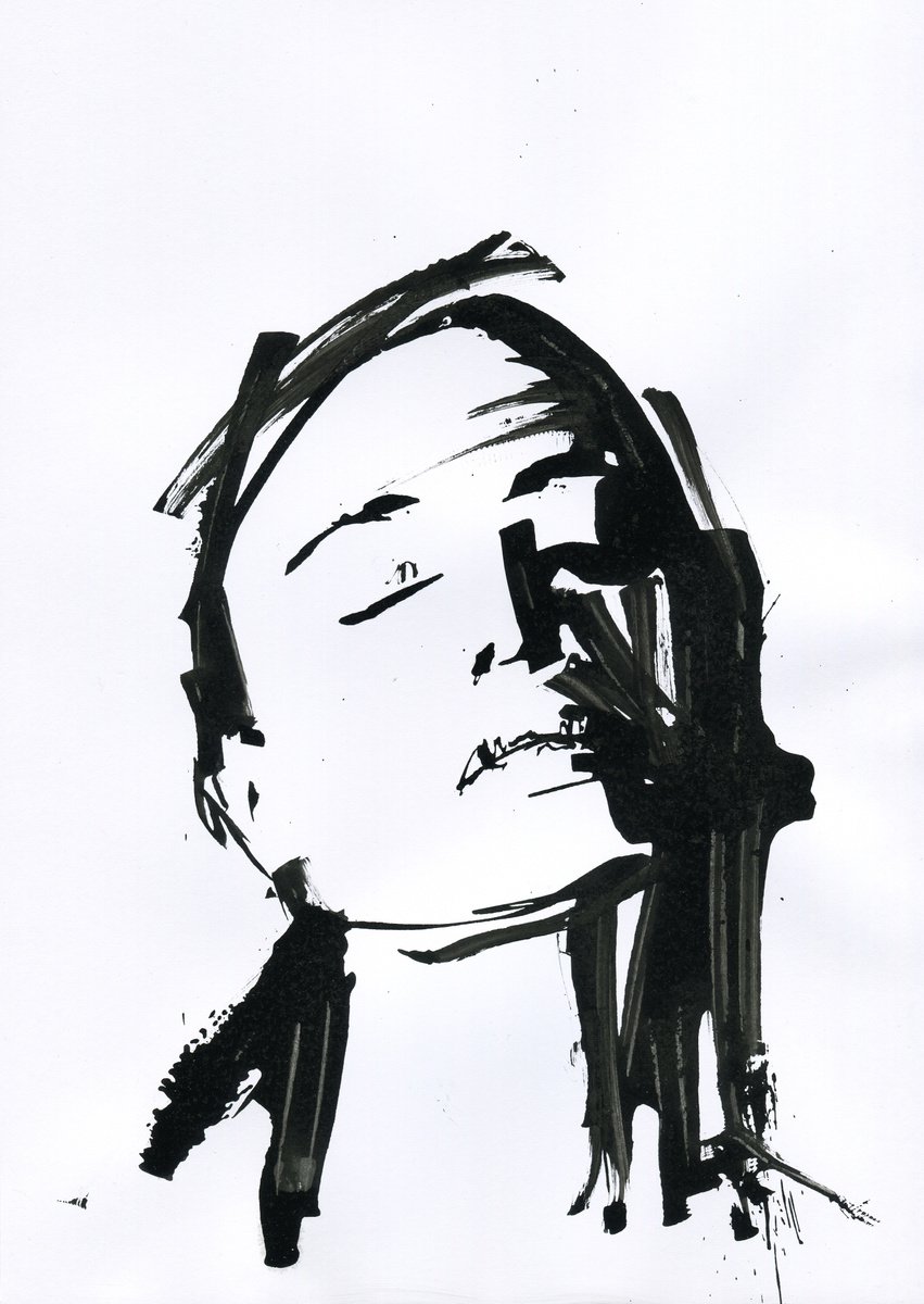 Woman ink portrait number 1 by Alexander Moldavanov