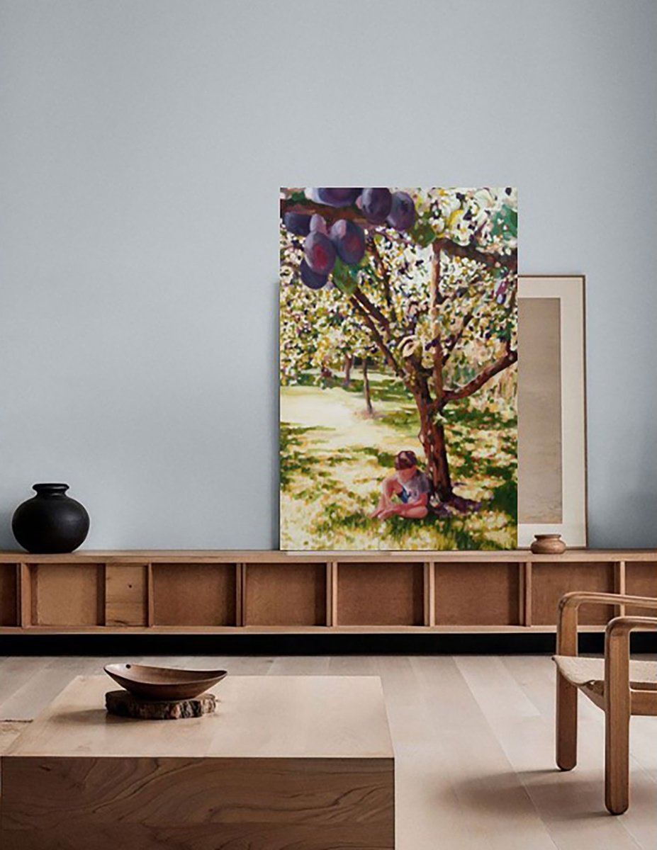 Impressionistic Botanical Acrylic Painting By Ida Harm, 39 X 59, Nicolo And His Thoughts, Original Artwork