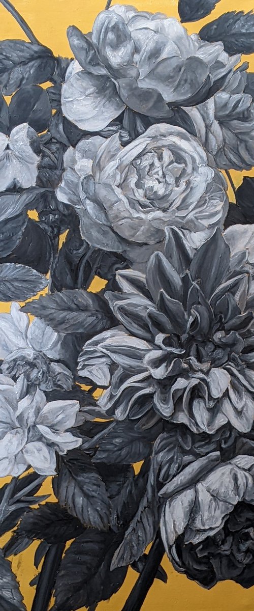 Flowers on a yellow background by Jean-Marc Comby