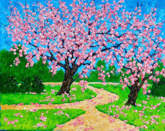 two blossom trees