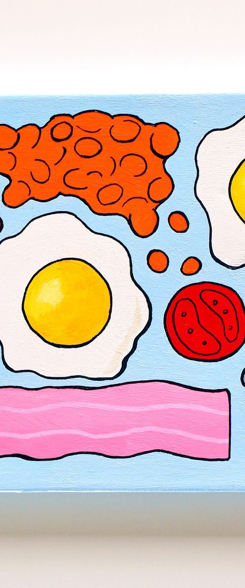 Cooked Breakfast Pop Art Painting on Canvas by Ian Viggars